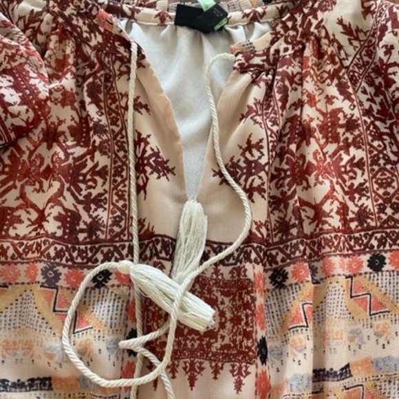 Boho Maxi Dress Brown/Tan/Rust Size XS/S - Picture 3 of 4